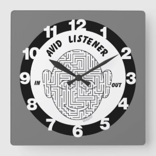 Avid Listener Quadratische Wanduhr