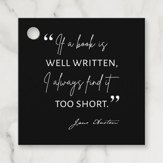 Avid Reader II - Jane Austen Zitat Geschenkanhänger (Vorderseite)