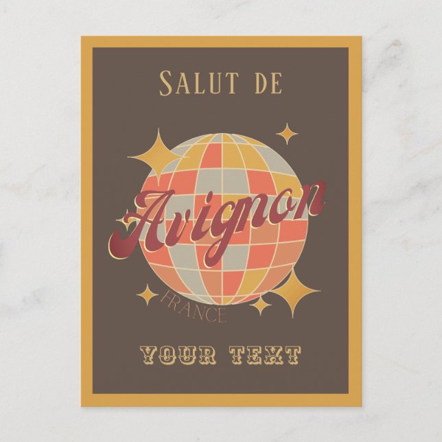 Avignon France salut Retro Vintage braune Postkart Postkarte (Vorderseite)