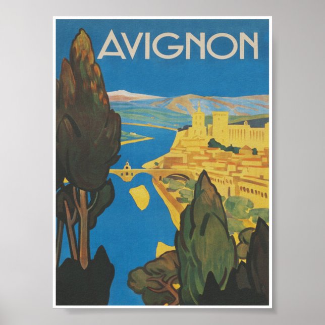 Avignon France Vintage Travel Poster (Vorne)