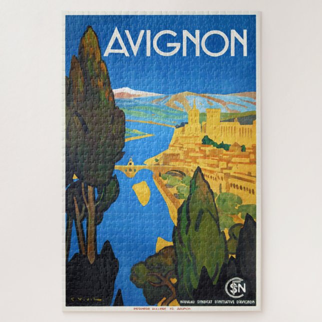 Avignon, Frankreich, Vintages Reise-Plakat Puzzle (Vertikal)