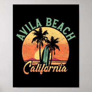 Avila Beach Kalifornien Retro Surfer Vintage Stran Poster