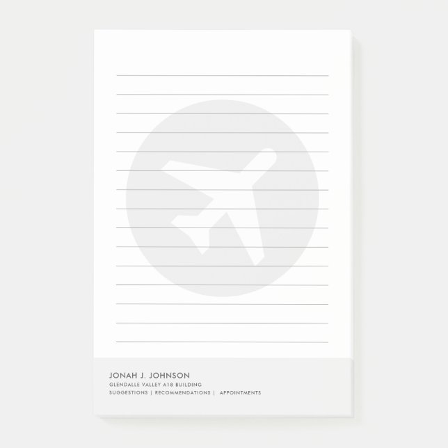 Avionik + Luftfahrt | Minimaler Stil Post-it Klebezettel (Vorderseite)