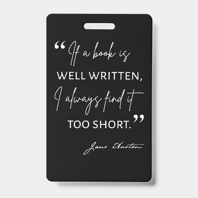 Avior Reader II - Jane Austen Zitat Ausweis (Vorderseite)