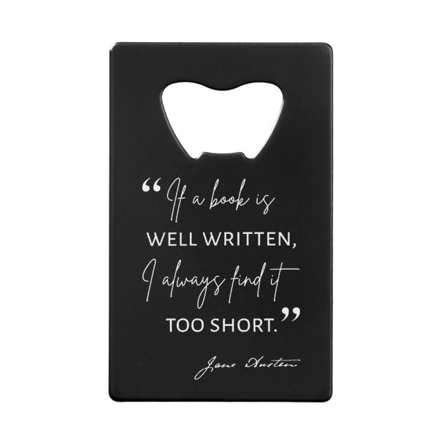 Avior Reader II - Jane Austen Zitat Geldbeutel Flaschenöffner (Vorderseite)