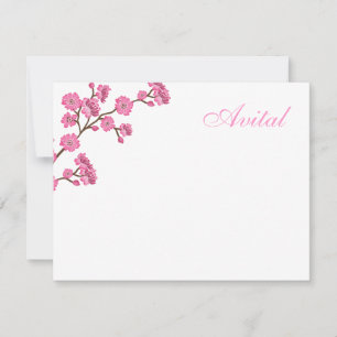 Avital Pink Blossoms Bat Mitzvah Vielen Dank Mitteilungskarte