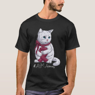 AVM-Sensibilisierungsmonat Burgundy Ribbon Cat T-Shirt