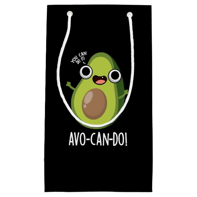 Avo-can-do Funny Avocado Pun Dark BG Kleine Geschenktüte (Vorderseite)