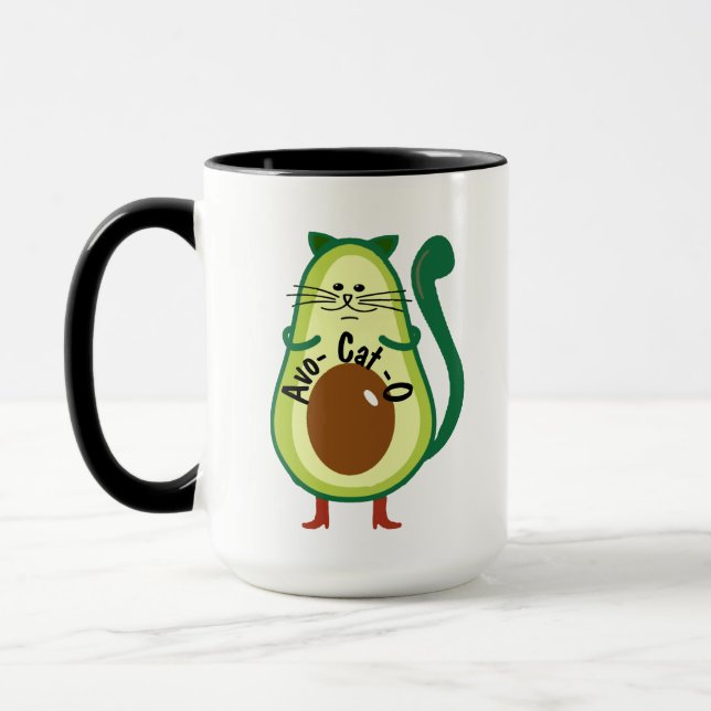 Avo-cat-o , Nerdy Cat Guac Avocado Funny Coffee Tasse (Links)