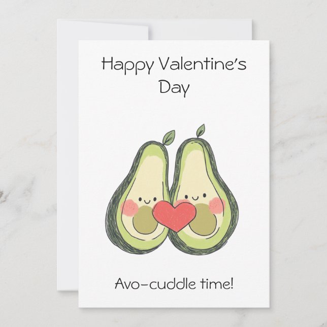 Avo-Cuddle Zeit! - Niedliche Valentintagskarte Karte (Vorderseite)