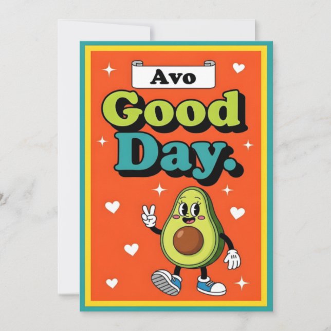 Avo Good Day cute avocado pun gift graphic food Dankeskarte (Vorderseite)
