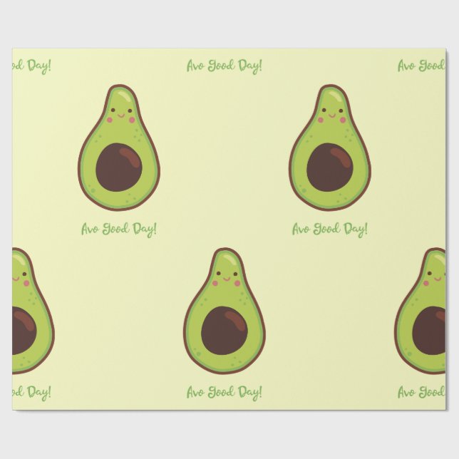 Avo Good Day Punny Avocado Geschenkpapier (Flach)