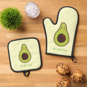 Avo Good Day Punny Avocado Ofenhandschuh & Topflappen-Set