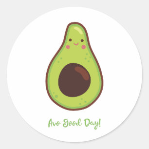 Avo Good Day Punny Avocado Runder Aufkleber