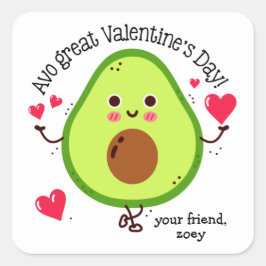 Avo Great Valentine's Day Avocado Valentinstag Quadratischer Aufkleber