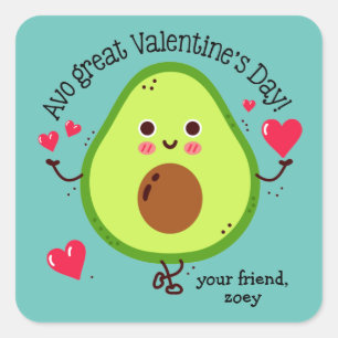 Avo Great Valentine's Day Avocado Valentinstag Quadratischer Aufkleber