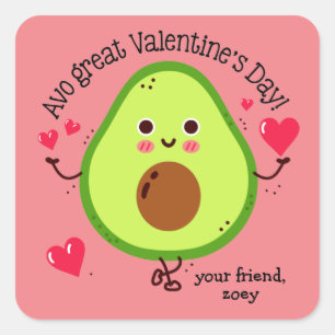 Avo Great Valentine's Day Avocado Valentinstag Quadratischer Aufkleber
