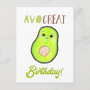 Avo großartiger Geburtstag kawaii handgezeichnete Postkarte