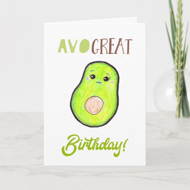 Avo großen Geburtstag kawaii handgezeichnete Avoca Karte (Vorderseite)