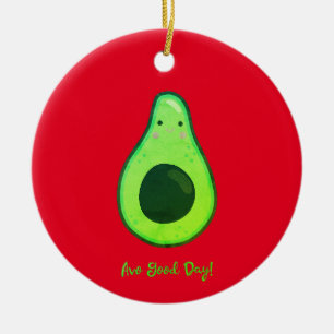 Avo Guten Tag Punny Avocado  Keramik Ornament