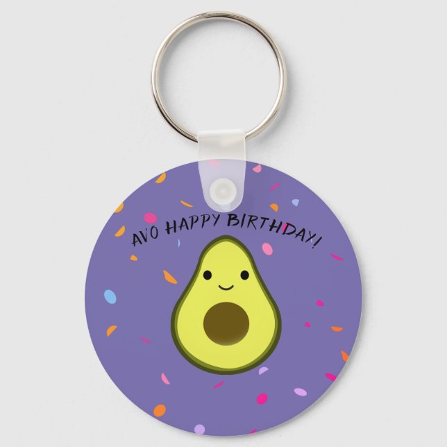 Avo Happy Birthday Niedlich Avocado Geburtstag Schlüsselanhänger (Vorderseite)