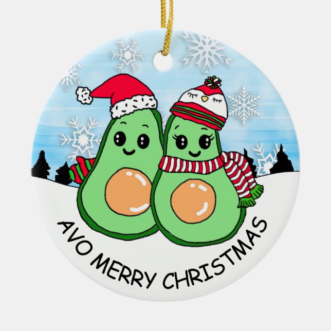 Avo Merry Christmas Avocado Spaß Holiday Keramik Ornament (Vorne)