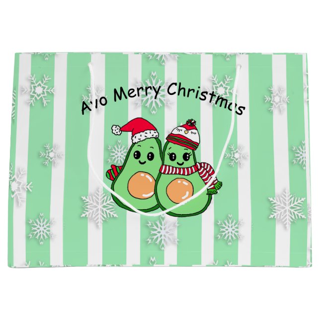 Avo Merry Christmas Funny Avocados Spaß Große Geschenktüte (Vorderseite)