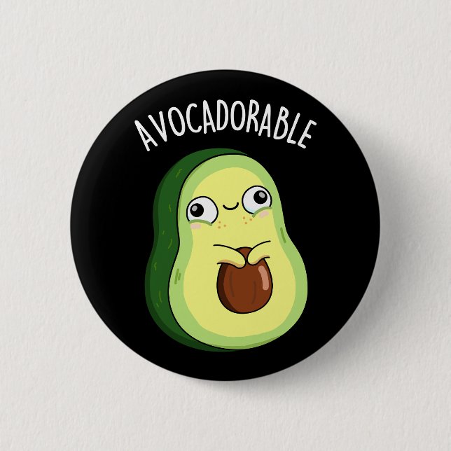 Avoc-adorable Funny Avocado Pun Dark BG Button (Vorderseite)