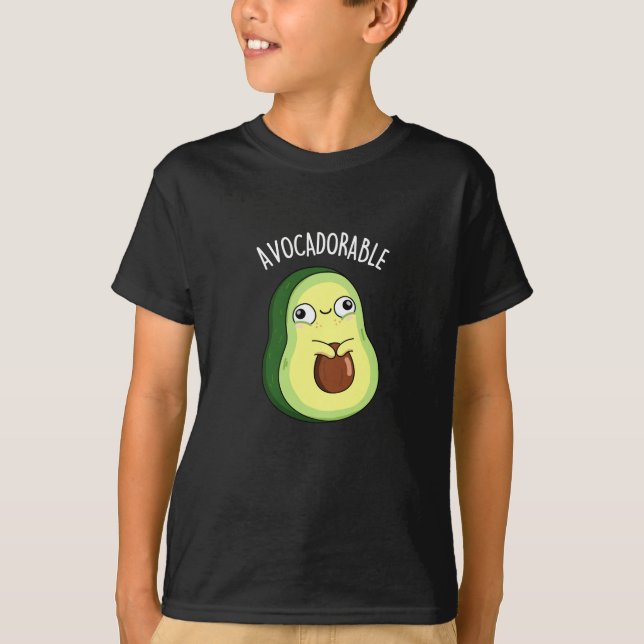 Avoc-adorable Funny Avocado Pun Dark BG T-Shirt (Vorderseite)