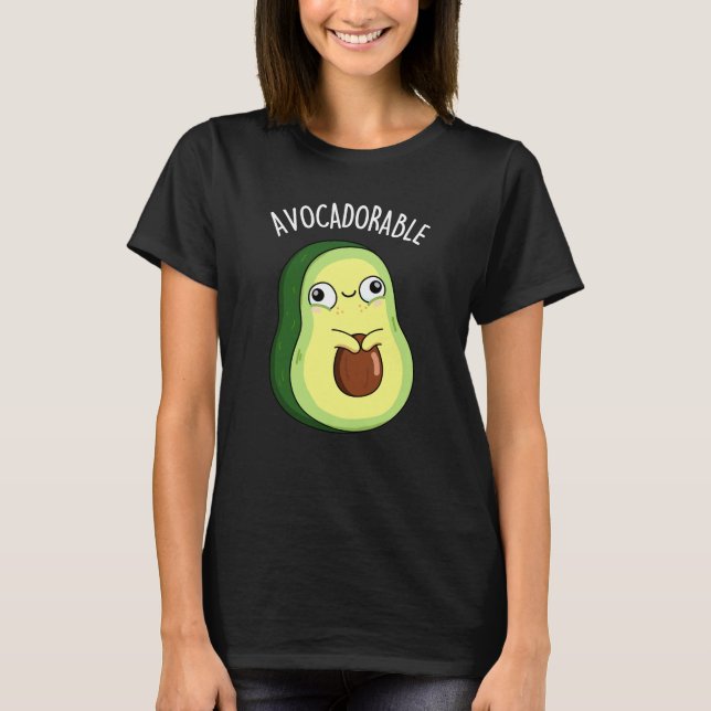 Avoc-adorable Funny Avocado Pun Dark BG T-Shirt (Vorderseite)