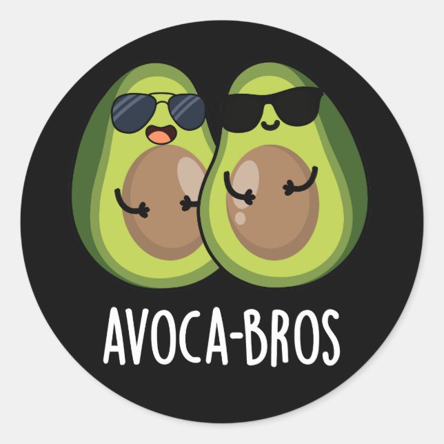 Avoca-bros Funny Avocado Pun Dark BG Runder Aufkleber (Vorderseite)