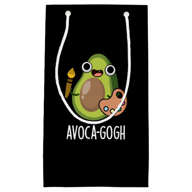 Avoca-gogh Funny Avocado Artist Pun Dark BG Kleine Geschenktüte (Vorderseite)