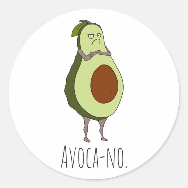Avoca-no: Grumpy Avocado Runder Aufkleber (Vorderseite)
