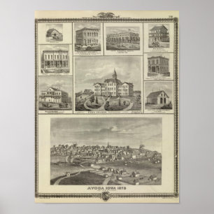 Avoca Penn Uni, Oskaloosa Gebäude in Dexter Poster