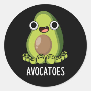 Avoca-toes Funny Avocado Puns Dark BG Runder Aufkleber