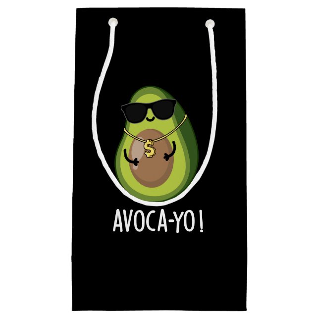 Avoca-yo Funny Cool Avocado Pun Dark BG Kleine Geschenktüte (Vorderseite)
