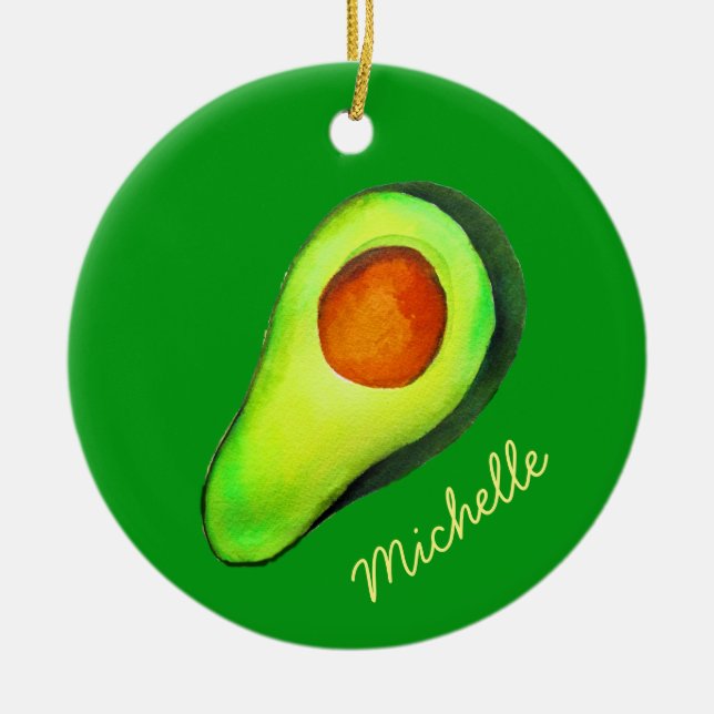 Avocado-Abhängig niedlicher Ava-Grün Keramik Ornament (Vorne)