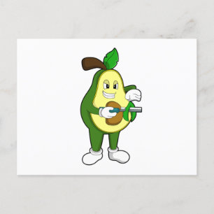 Avocado als Friseur mit Rasiermesser Postkarte