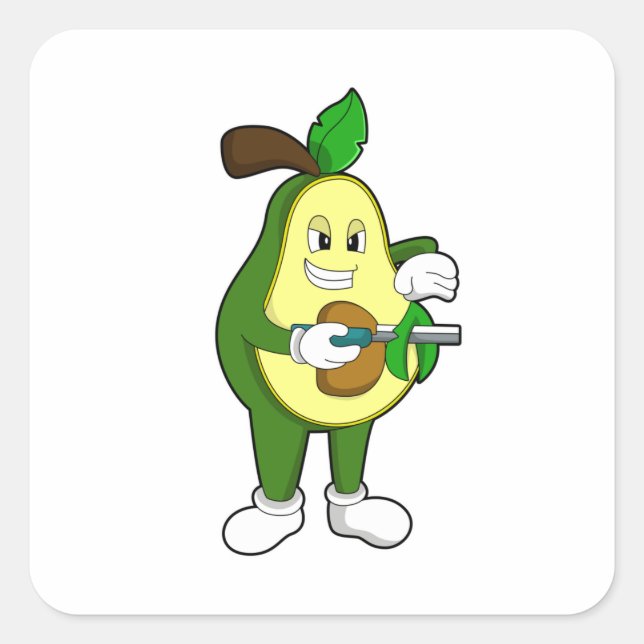 Avocado als Friseur mit Razor Quadratischer Aufkleber (Vorderseite)