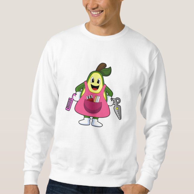 Avocado als Friseur mit Schere & Kamin Sweatshirt (Vorderseite)