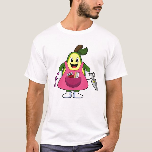 Avocado als Friseur mit Schere & Kamin T-Shirt (Vorderseite)