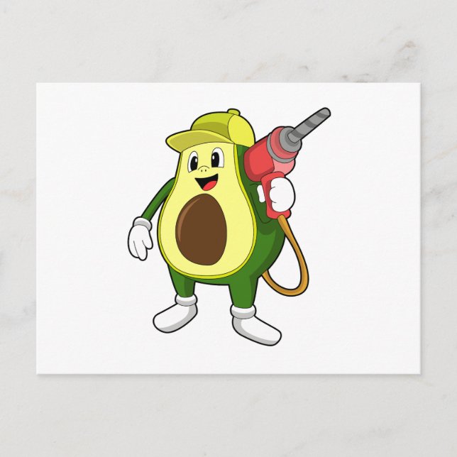 Avocado als Handwerker mit Bohrer Postkarte (Vorderseite)