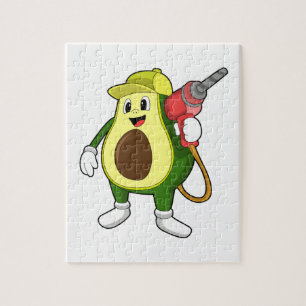 Avocado als Handwerker mit Drill Puzzle