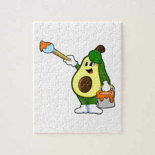 Avocado als Maler mit Pinsel Puzzle