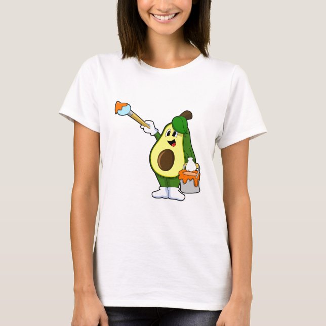 Avocado als Maler mit Pinsel T-Shirt (Vorderseite)