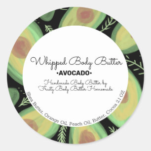 Avocado Art Body Butter Bad Branding Verpackung Runder Aufkleber