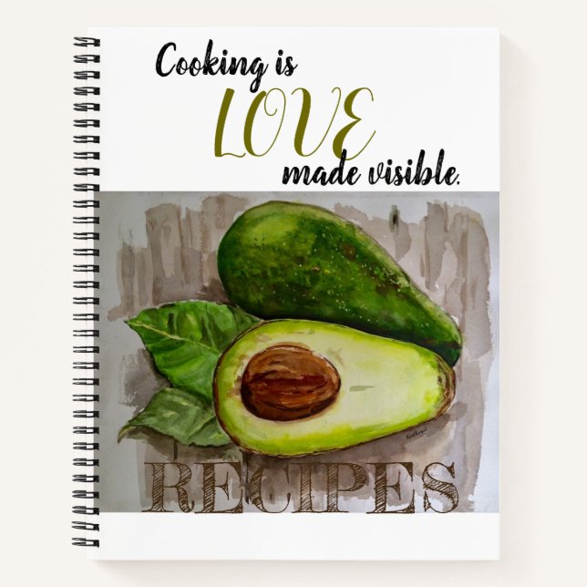 Avocado Art Design Cooking Quote Rezept Notebook Notizbuch (Vorderseite)