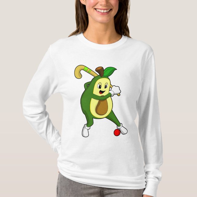 Avocado at Hockey with Hockey bat T-Shirt (Vorderseite)