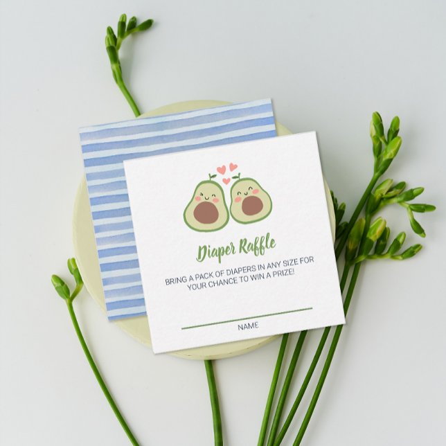 Avocado Baby Showdiaper Raffle Game Card Begleitkarte (Avocado Baby Shower Diaper Raffle Game Card)