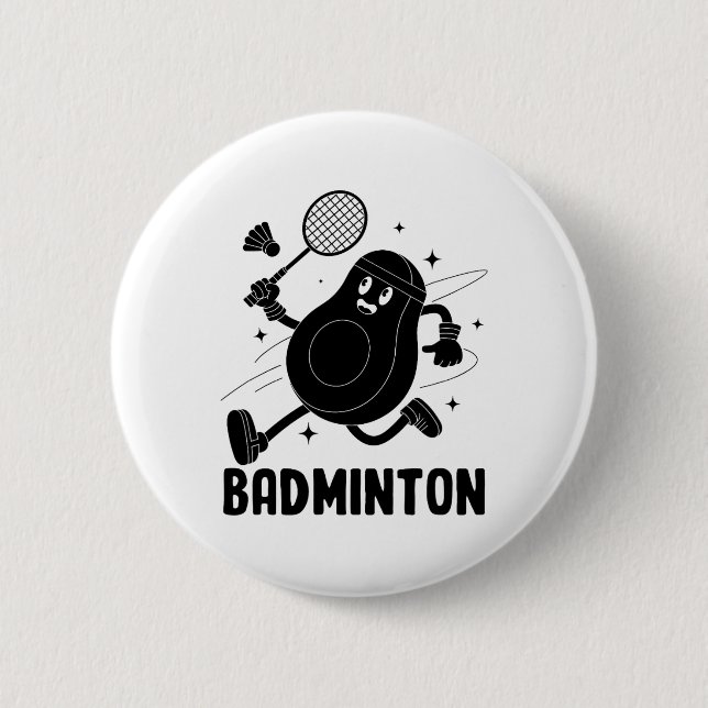 Avocado Badminton Gesunde vegetarische Ernährung Button (Vorderseite)